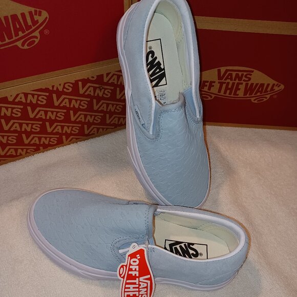 VANS Men's 5/Women's 6.5 Slip On Houndstooth Embossed Suede Winter Sky - Picture 10 of 12
